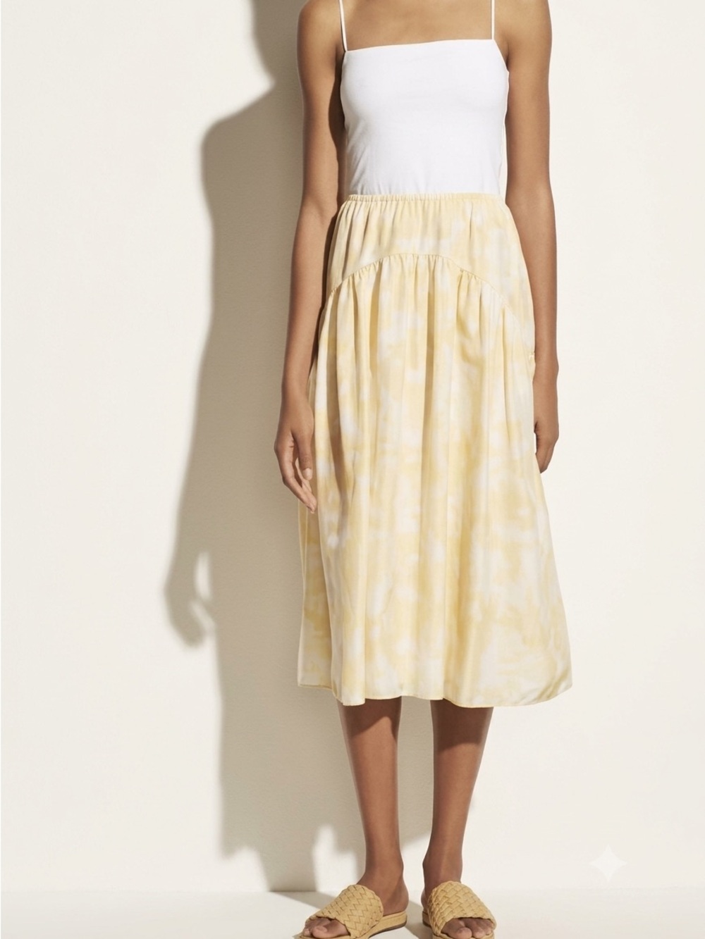 Vince Silk Habotai Floral Tiered Midi Skirt